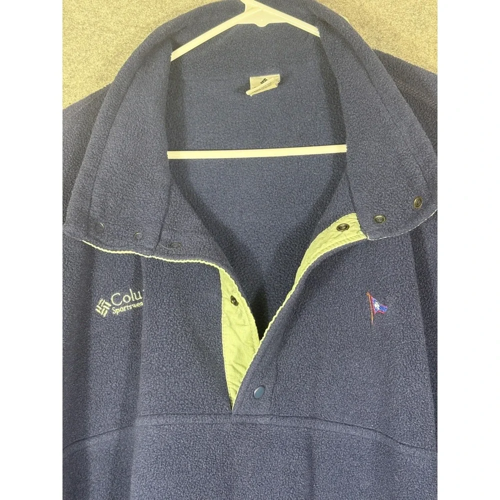 Vintage Columbia Fleece Pullover Mens 2XL Navy Blue Snap T Neck WS6073 F99 USA